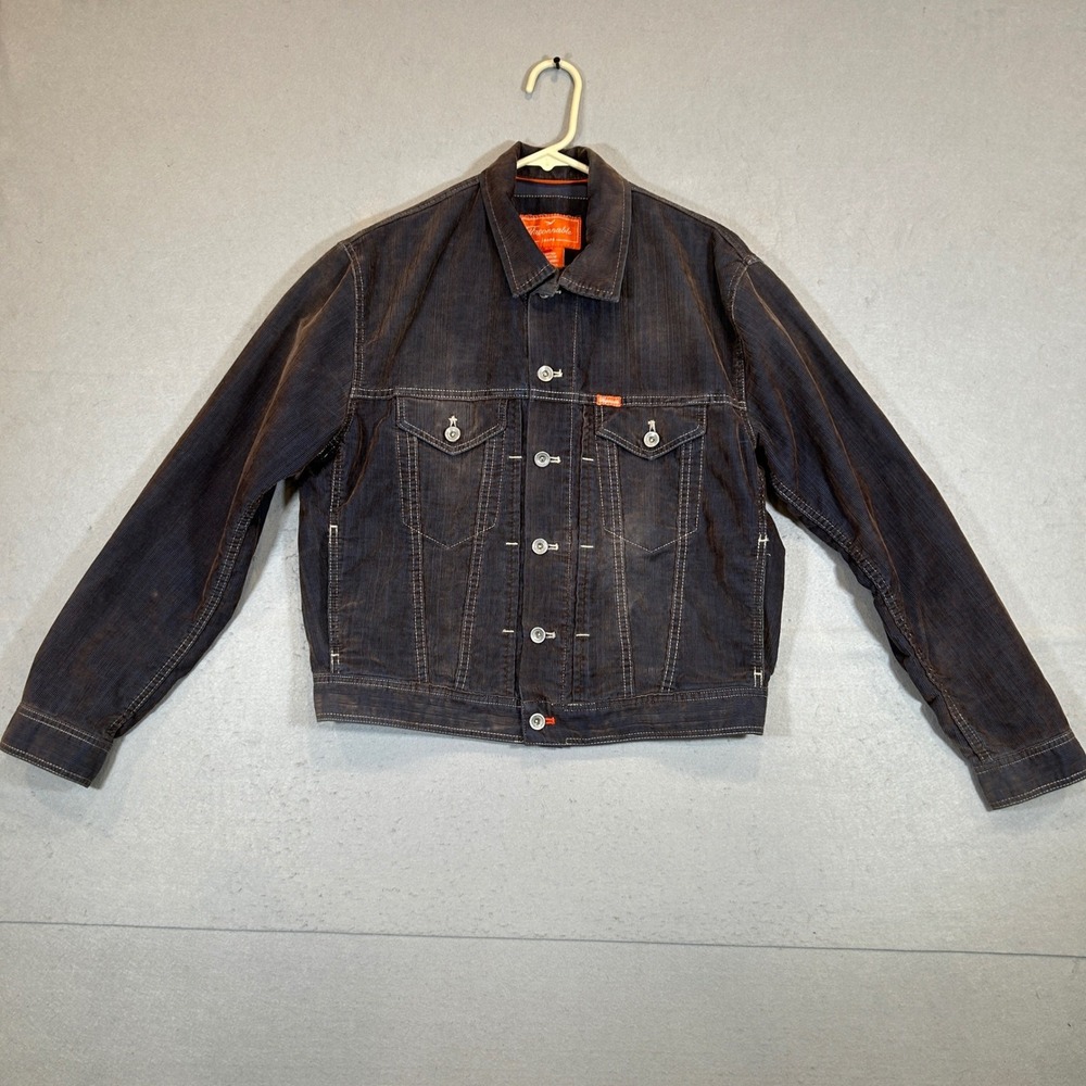 Vtg Faconnable Jacket Mens Small Corduroy Trucker Brown